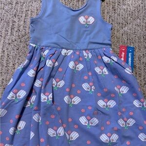 Ruffle Butts Blue Dress with Floral Design